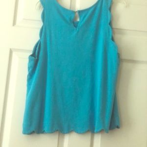 Almost new Crown &Ivy teal scalloped tank